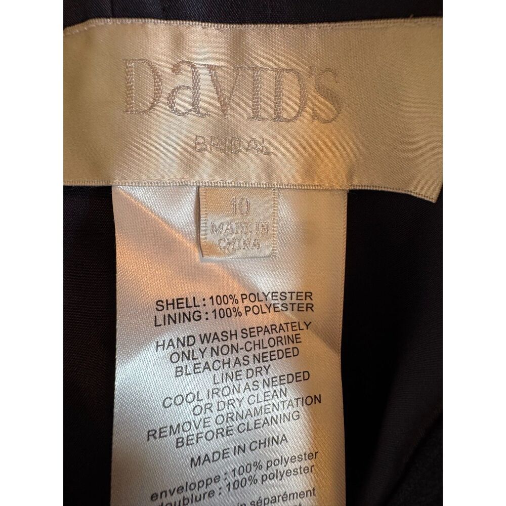 David's Bridal Navy One-Shoulder Formal Gown Sz. 10 NWT Rhinestone Maxi Dress - Picture 6 of 11